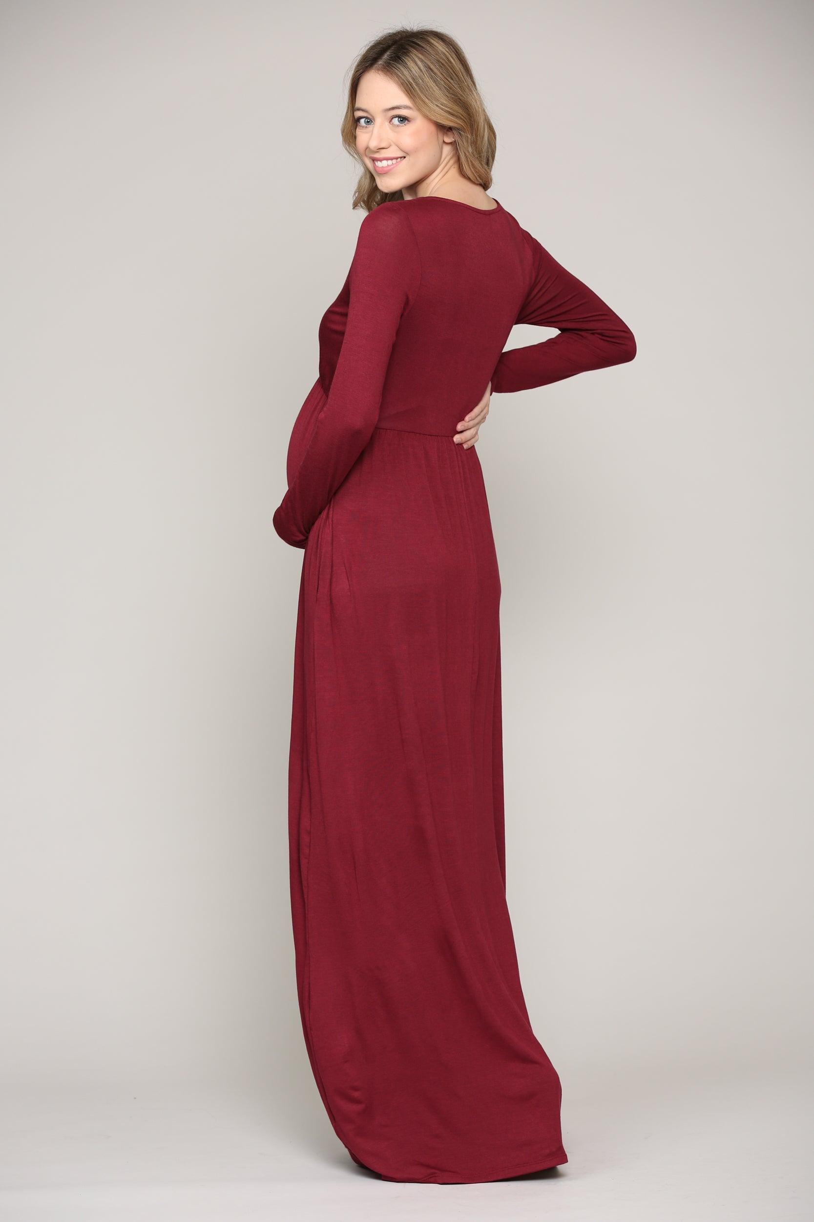 Long Sleeve Maternity/Nursing Maxi Dress